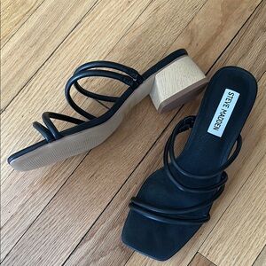 Steve Madden Black Strappy Block Heel Sandals